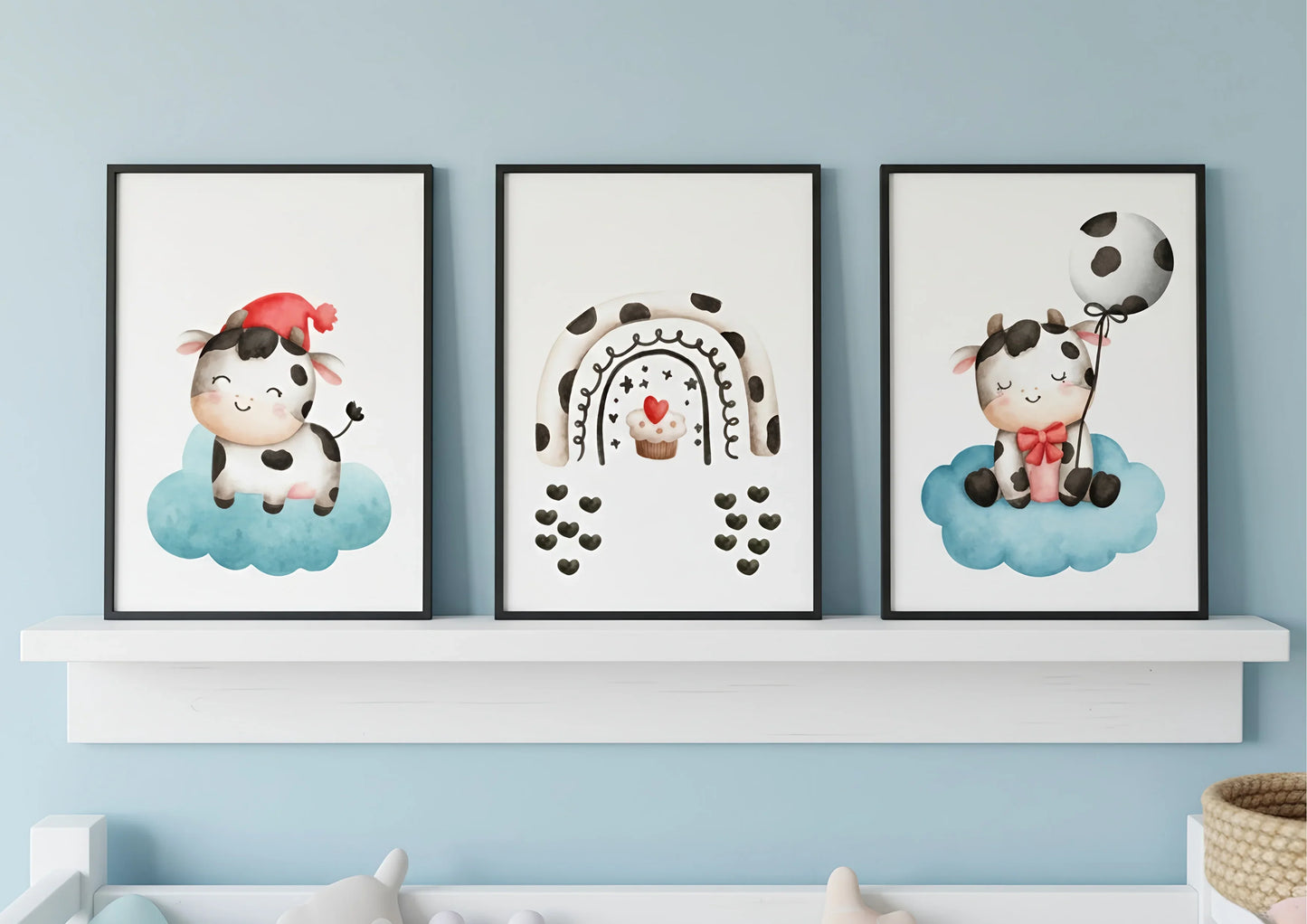 Cute Cow Nursery Prints | Set Of 3 | Farm Animal Baby Shower Gift