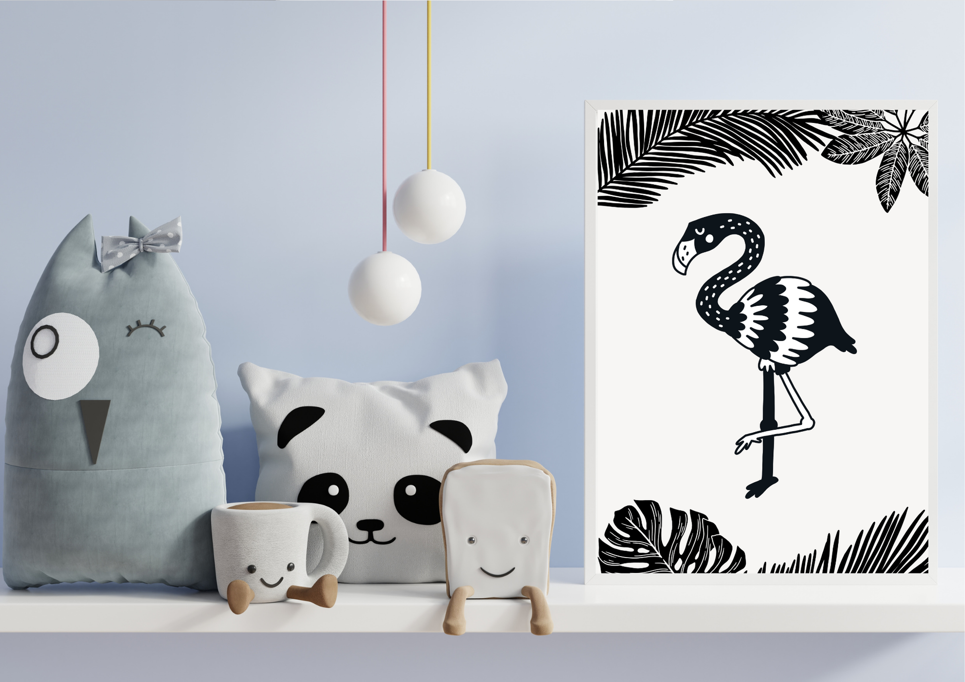 Black and White Flamingo  Nursery Art