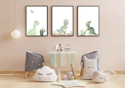 Set  of three dinosaur nursery prints