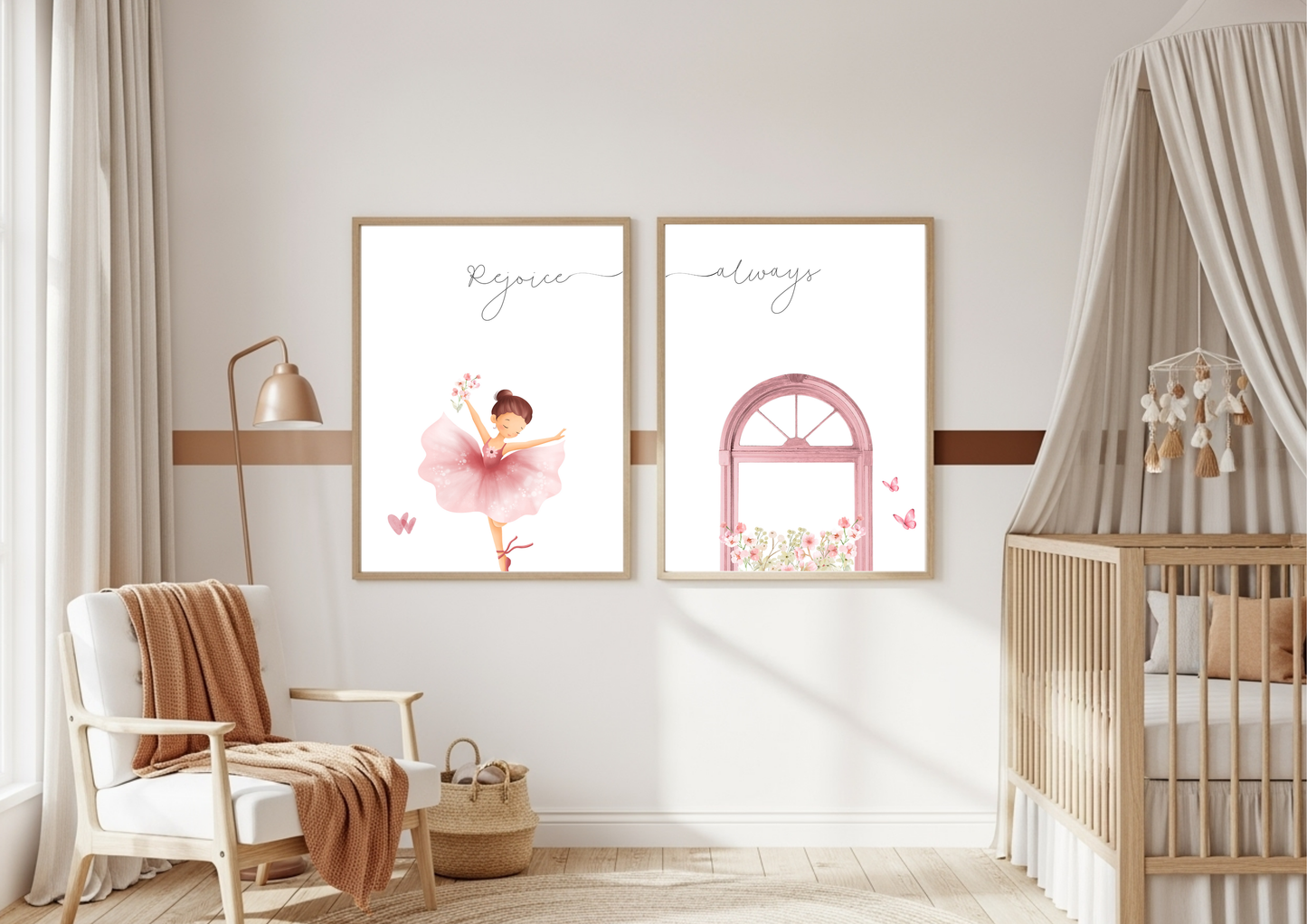 Christian Ballerina Nursery Art | Rejoice Always Set | Set of 2