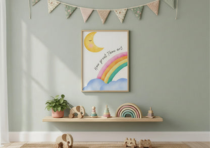 How Great Thou Art | Rainbow Christian Nursery Print | Baptism Gift