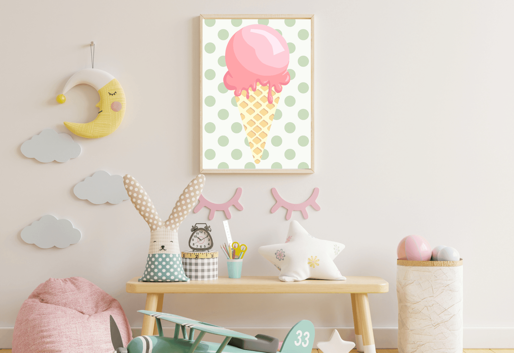 Ice Cream Cone Nursery Print