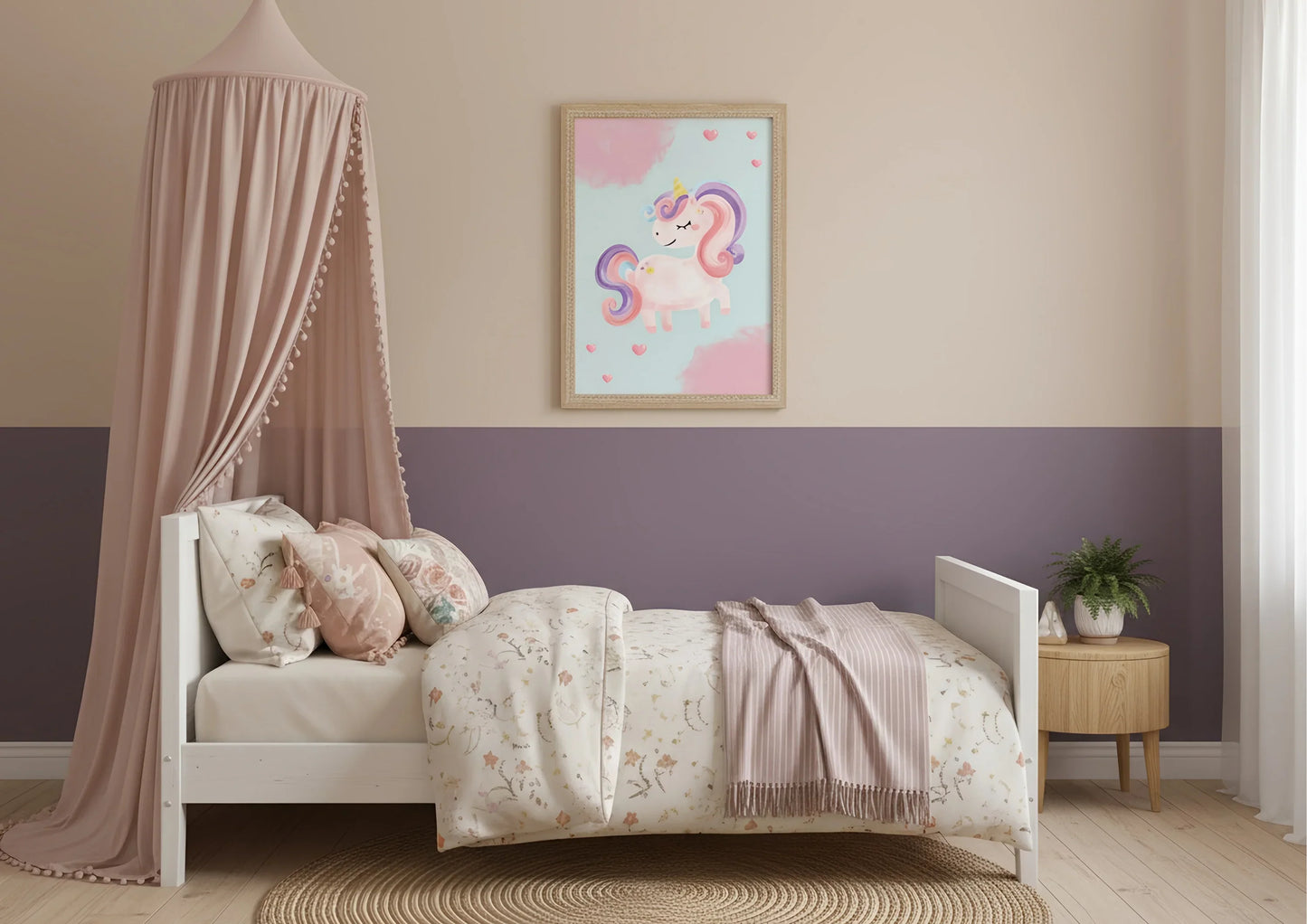 Cute Unicorn Nursery Print | Watercolor Magical Wall Art | Girls Room Decor