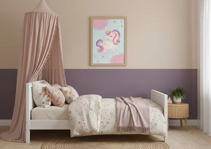 Cute Unicorn Nursery Print | Watercolor Magical Wall Art | Girls Room Decor