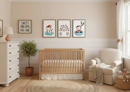 Cute Cow Nursery Prints | Set Of 3 | Farm Animal Baby Shower Gift