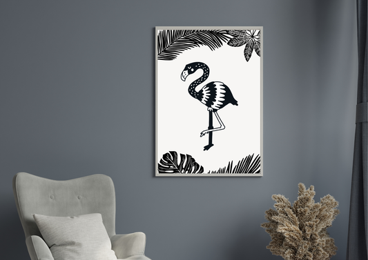 Black and White Flamingo  Nursery Art