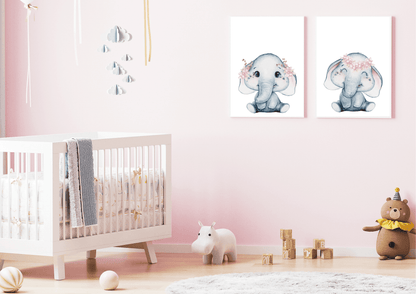 Set of two elephant nursery prints