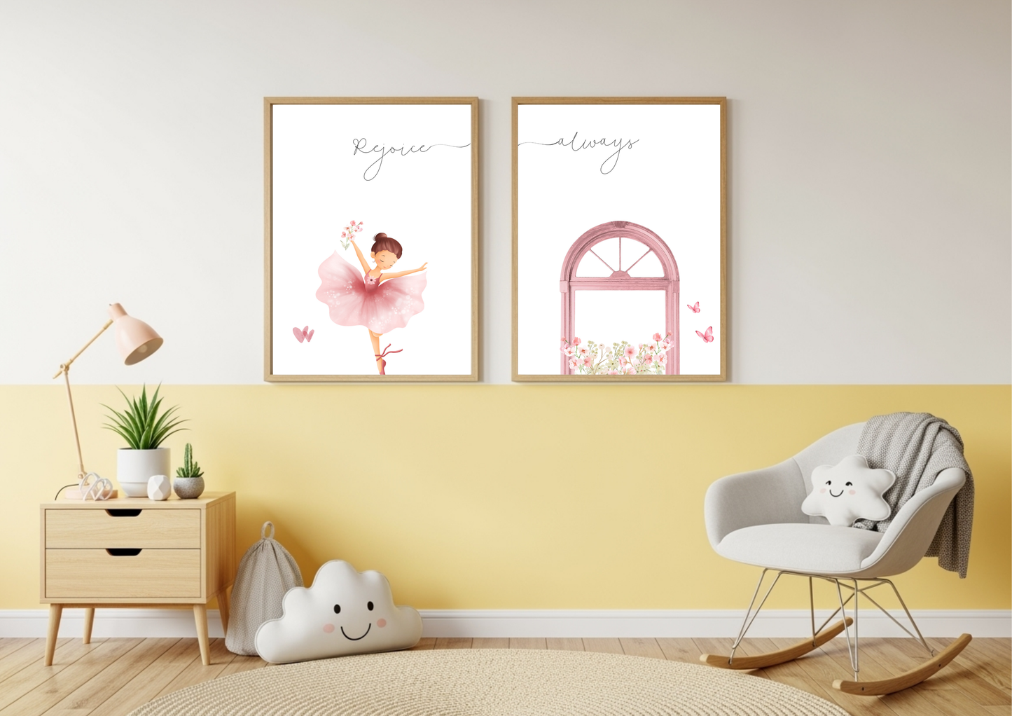 Christian Ballerina Nursery Art | Rejoice Always Set | Set of 2