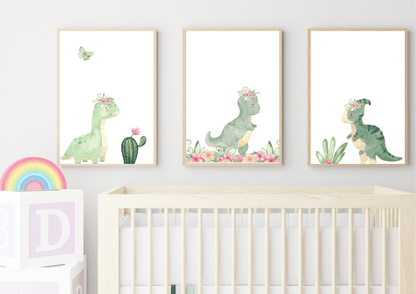 Set  of three dinosaur nursery prints
