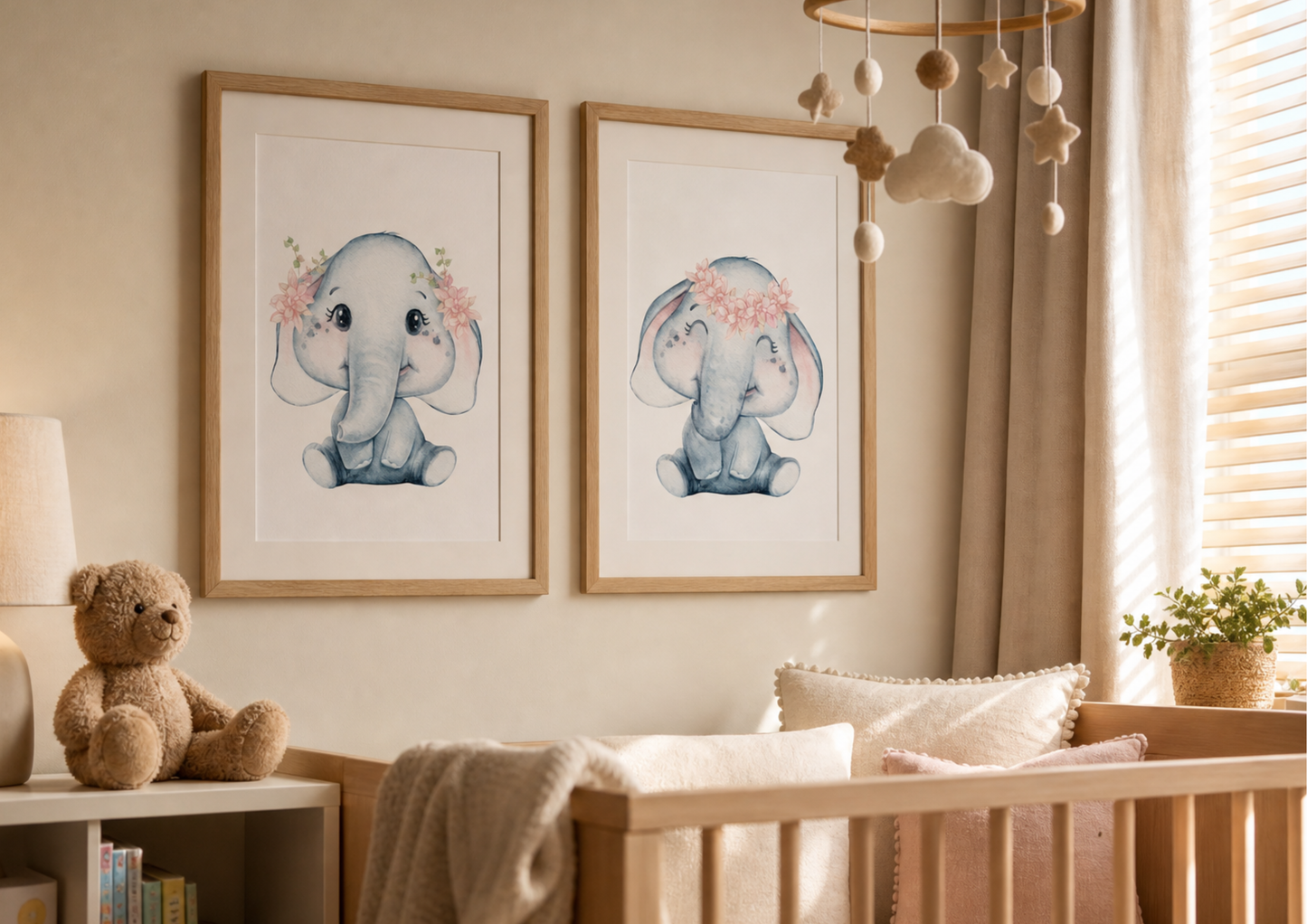Elephant Nursery Art | Baby Girl Room Decor | Watercolor Animal Prints