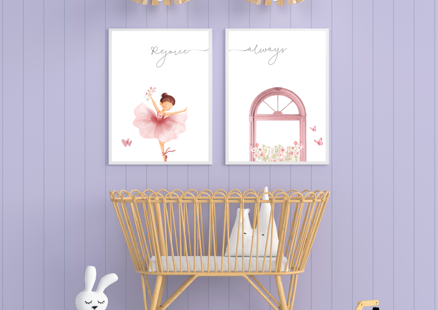 Christian Ballerina Nursery Art | Rejoice Always Set | Set of 2