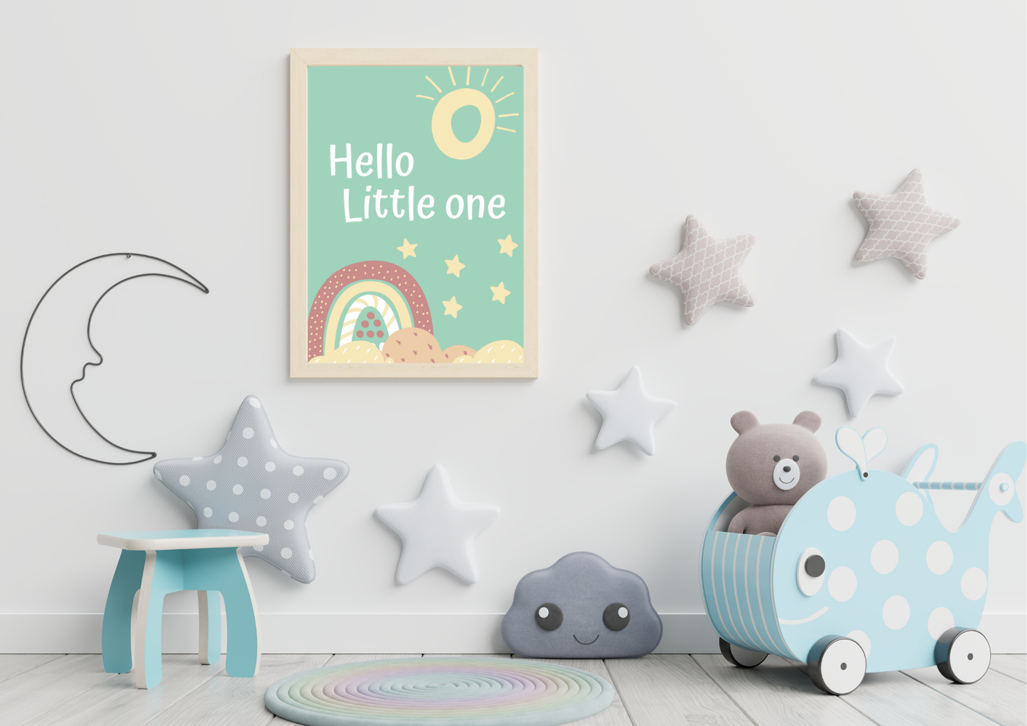 Hello Little One Rainbow Print