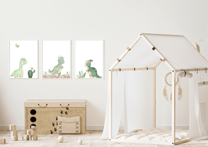 Set  of three dinosaur nursery prints