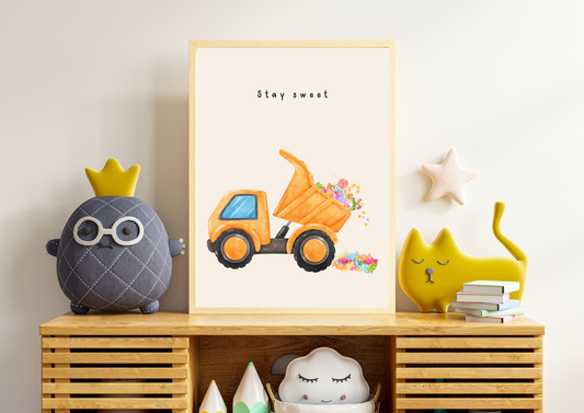 Nursery Dump Truck Art overflowing with candy