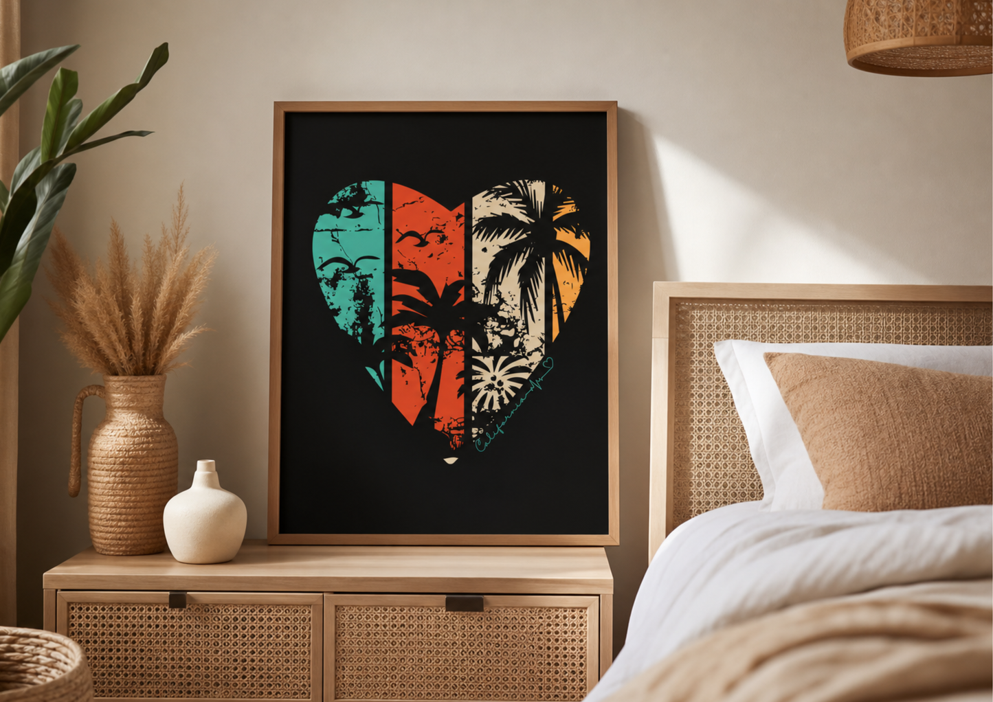 California Nursery Art | Retro Heart Decor | Beach Wall Print