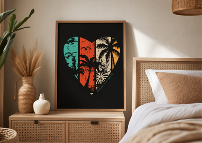 California Nursery Art | Retro Heart Decor | Beach Wall Print