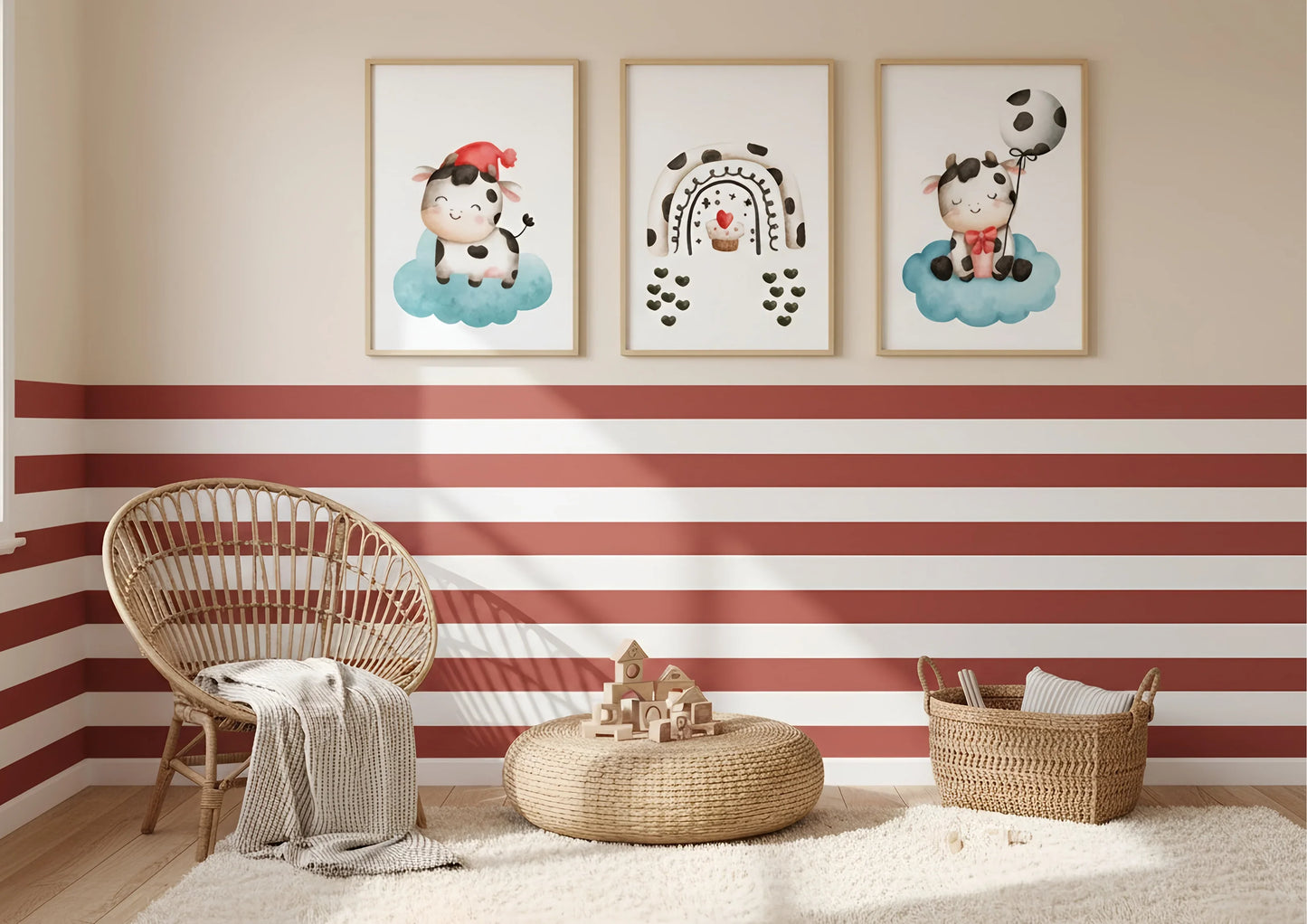 Cute Cow Nursery Prints | Set Of 3 | Farm Animal Baby Shower Gift