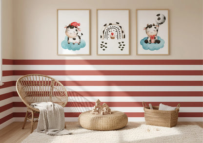 Cute Cow Nursery Prints | Set Of 3 | Farm Animal Baby Shower Gift