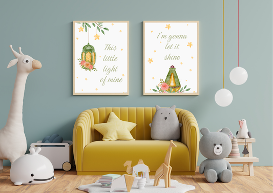 Inspirational Nursery Wall Art - 'This Little Light of Mine, I'm Gonna Let It Shine'