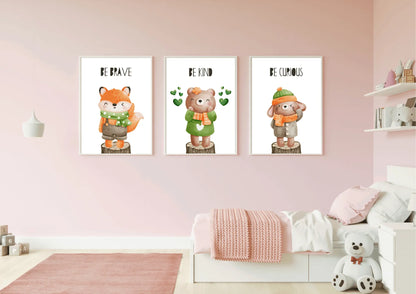 Children's room with motivational posters on a pink wall