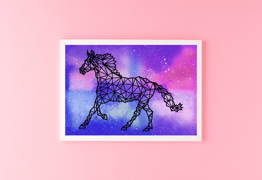 Geometric Space Unicorn Print
