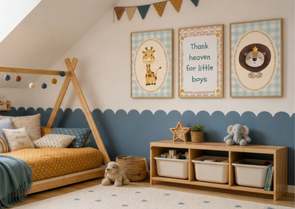Children's bedroom with a teepee bed, storage unit, and decorative wall art.