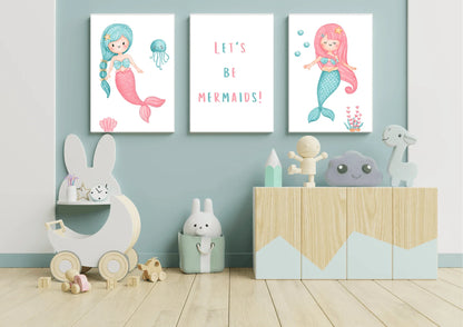 Set of three mermaid nursery prints