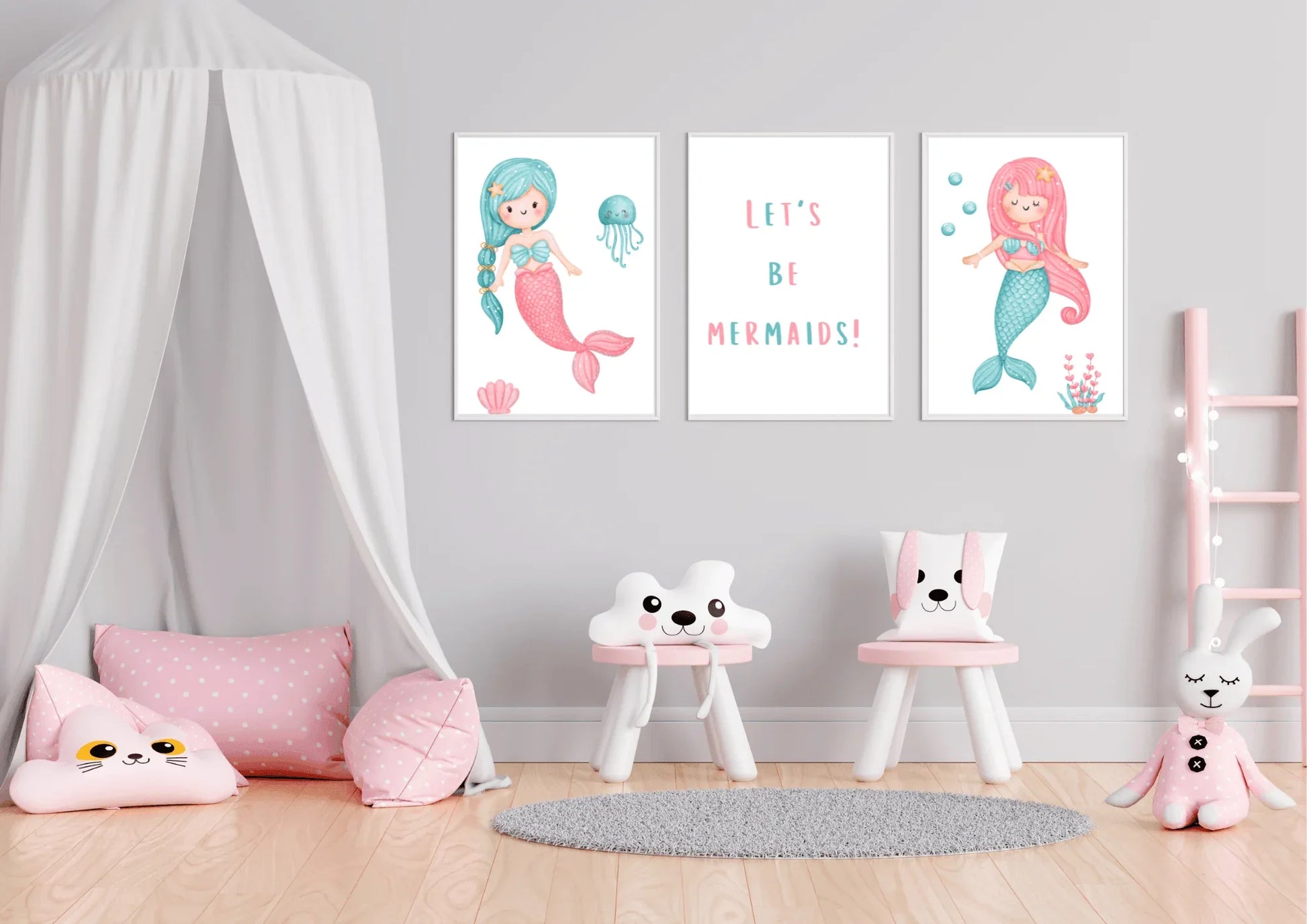 Set of three mermaid nursery prints