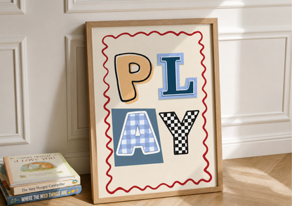 Nursery Wall Art | Play Typography Print | Modern Kids Decor