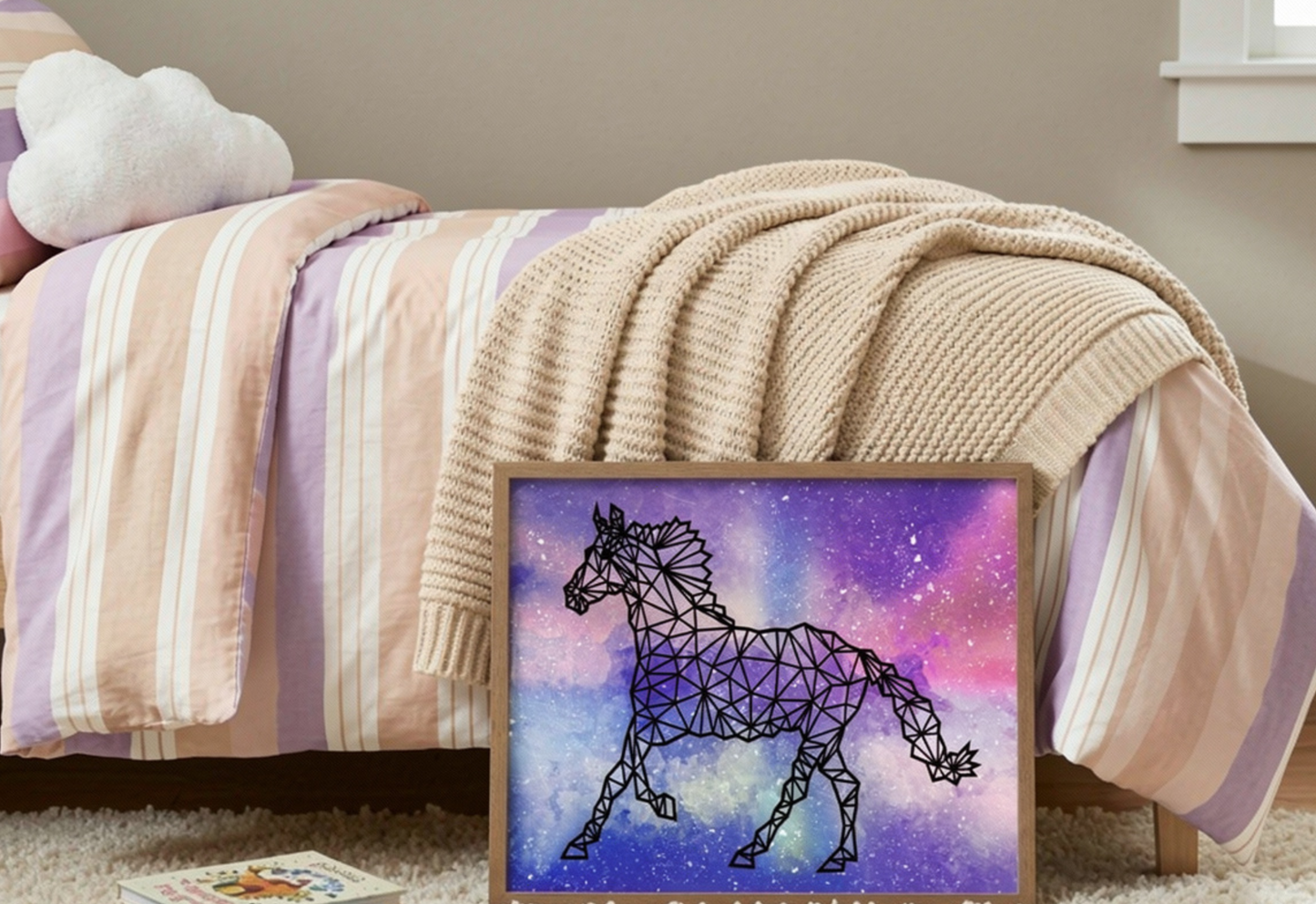 Geometric unicorn nursery art | Galaxy animal print | Kids wall decor