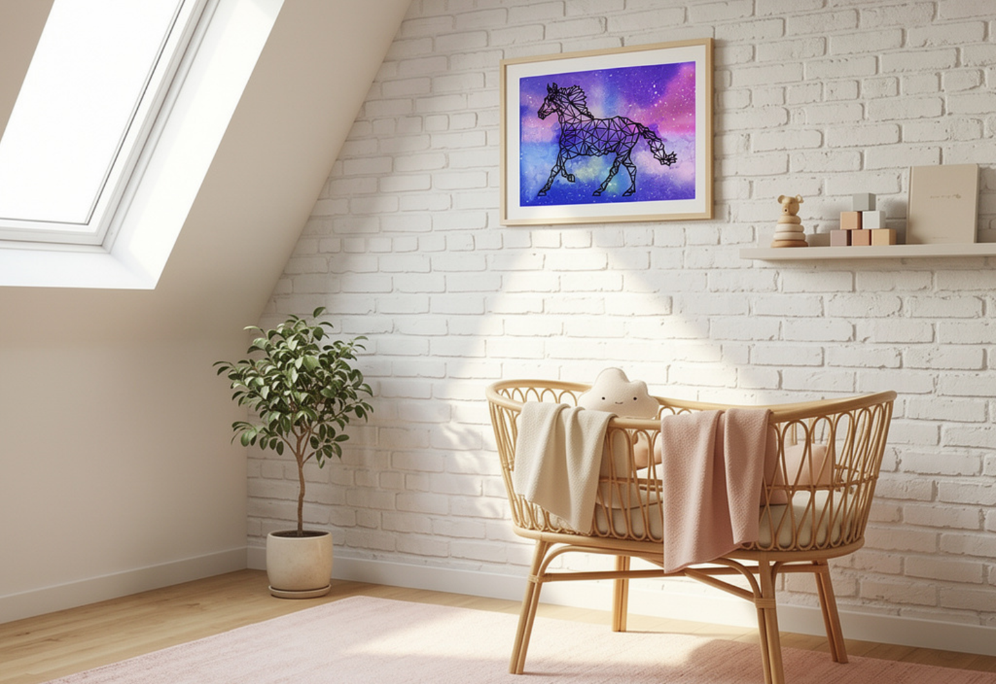 Geometric unicorn nursery art | Galaxy animal print | Kids wall decor