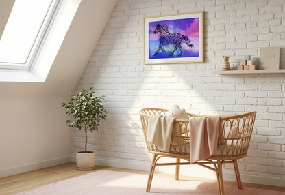 Geometric unicorn nursery art | Galaxy animal print | Kids wall decor