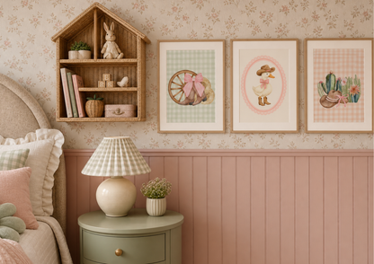 Western themed gingham nursery art.