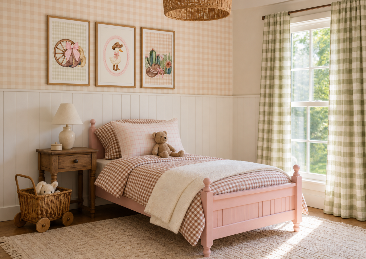 Gingham duck western nursery art