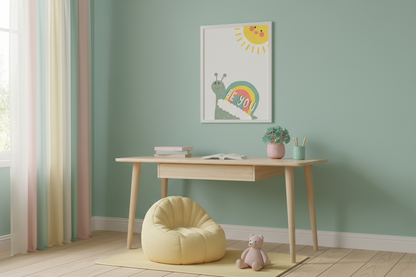 Cute Snail Rainbow Wall Art